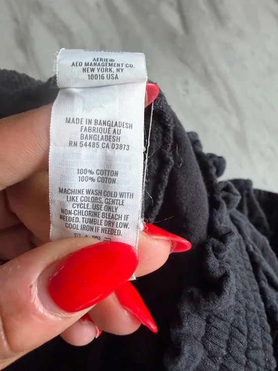 AERIE 100% Cotton Black Gauzy High Waisted Shorts with Pockets EUC L - Picture 8 of 8